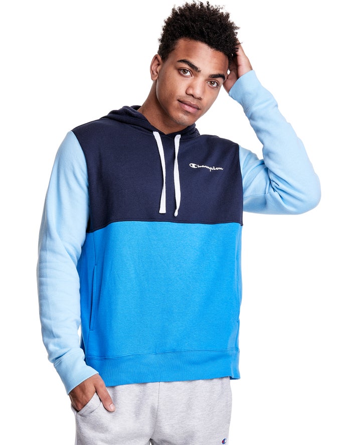 Sudadera Con Capucha Champion Hombre - Colorblock Fleece ( Azul Marino/Azules ) 1509367-SE